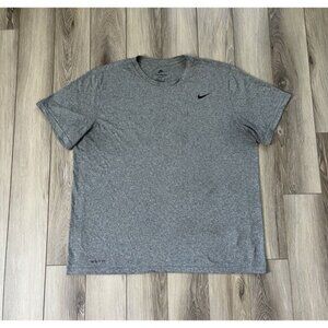 The Nike Tee Men's Size 2XL Gray Short Sleeve Logo Swoosh Dri-Fit Shirt
